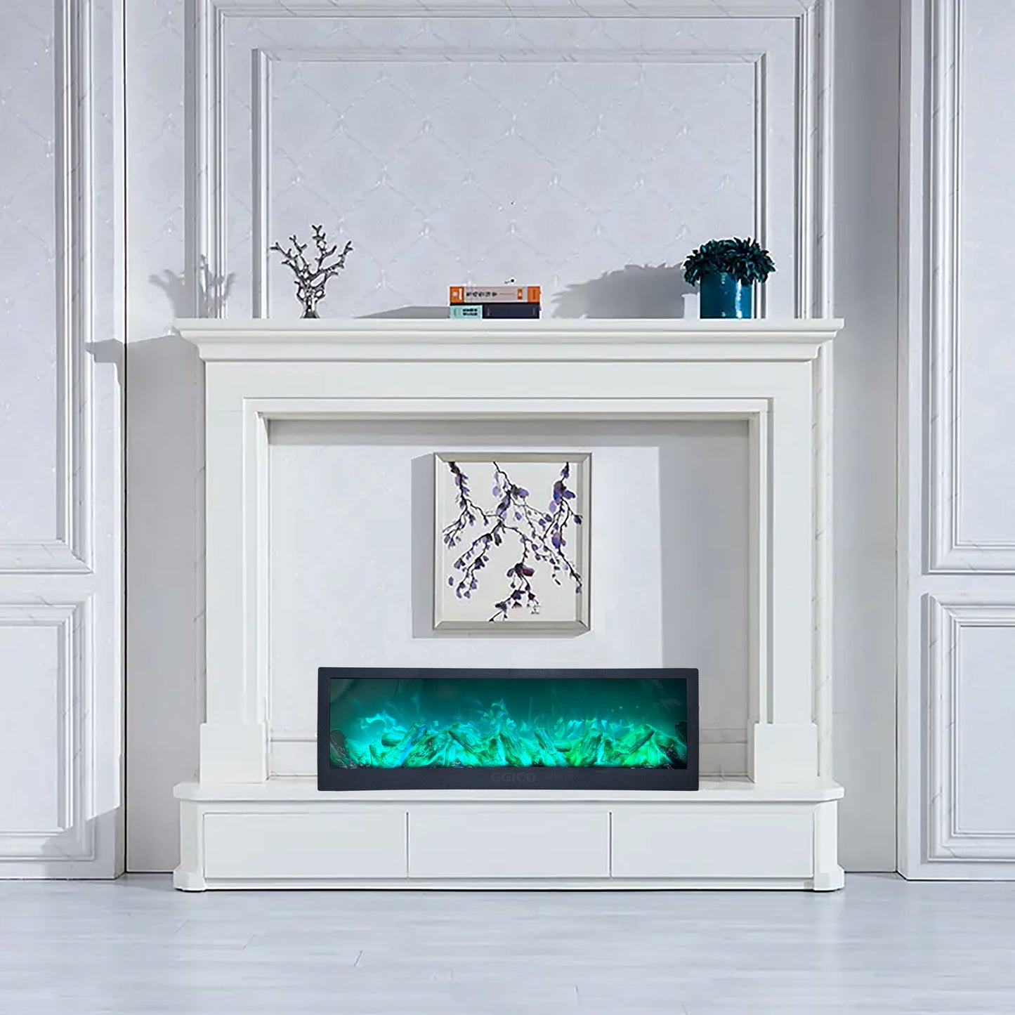 24x8 Inches Multicolor Artificial Fireplace
