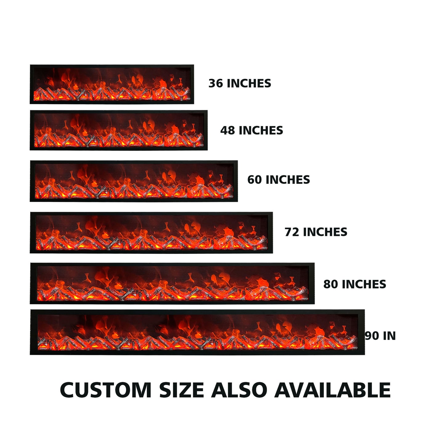 Electric Fireplace with Realstick Burning Wood 90x12 Inches