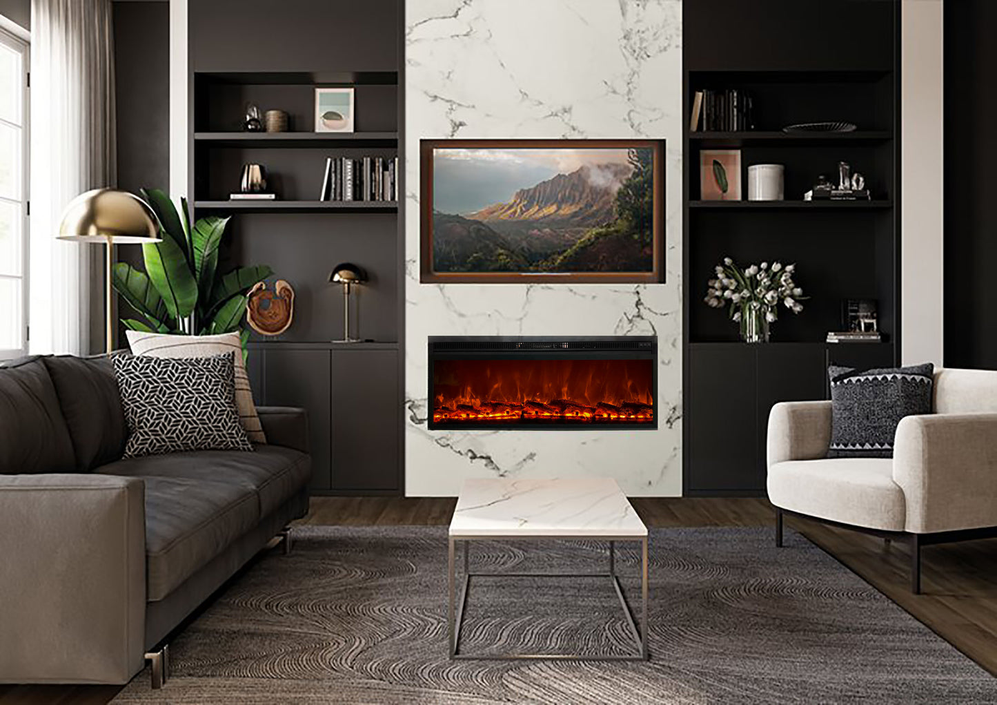 36x16 Inches Electric Heater Fireplace