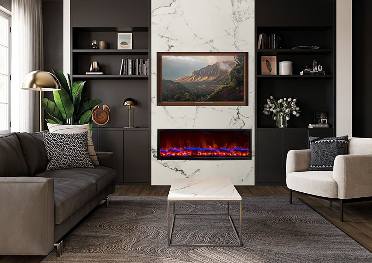Electric Fireplace with Realstick Burning Wood 36X12 Inches