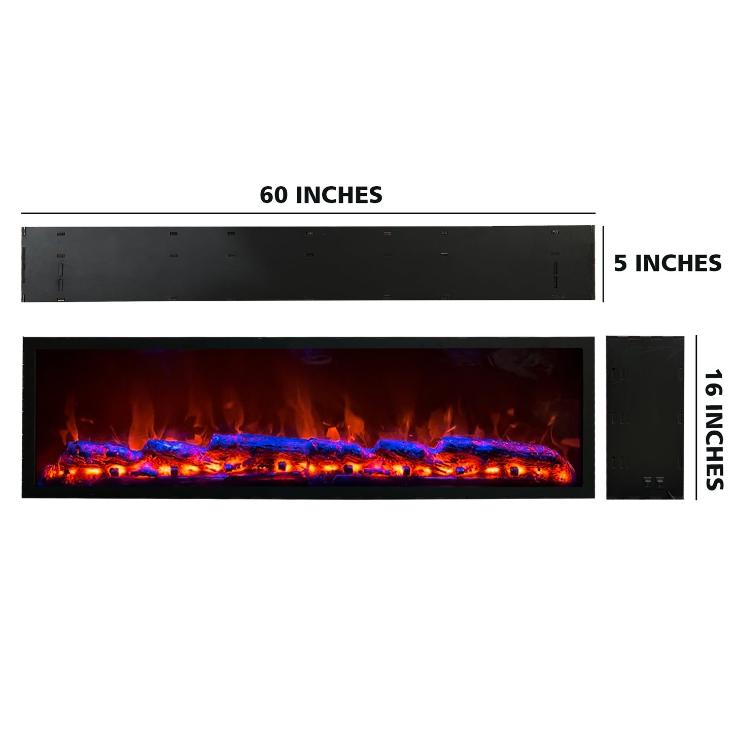 Electric Fireplace with Realstick Burning Wood 60x12 Inches