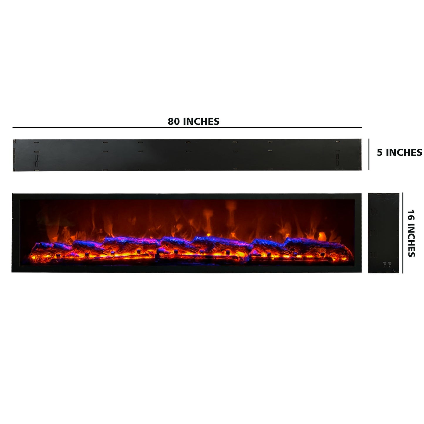 Electric Fireplace with Realstick Burning Wood 80X12 Inches