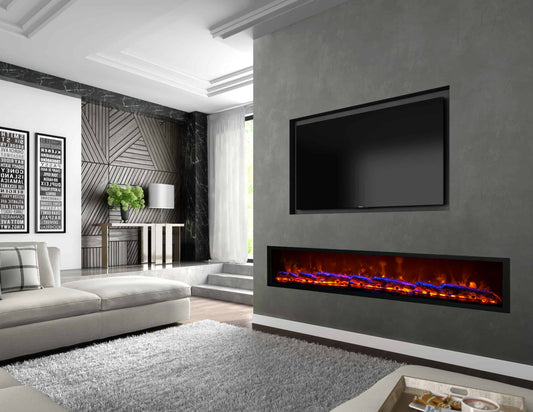Electric Fireplace with Realstick Burning Wood 90x12 Inches