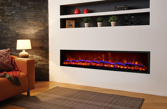 Electric Fireplace with Realstick Burning Wood 80X12 Inches